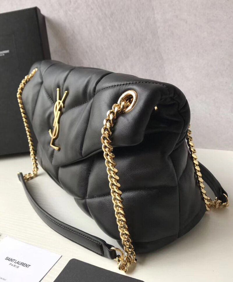 Saint Laurent Loulou Puffer Small Bag In Quilted Lambskin Black